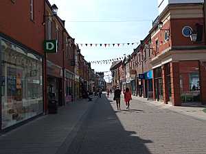 A shopping street in Chesterfield