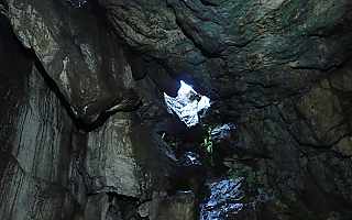 Looking out of the lower entrance, Cave No. 2