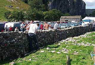 Dry stone walling at Kilnsey Show